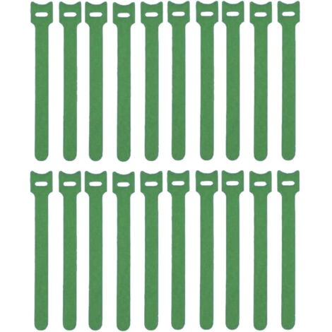 20 bandes velcro auto-agrippantes vertes 12x150 mm, attaches câbles réutilisables en nylon, organisateur rangement câbles, sangles ajustables sans adhésif