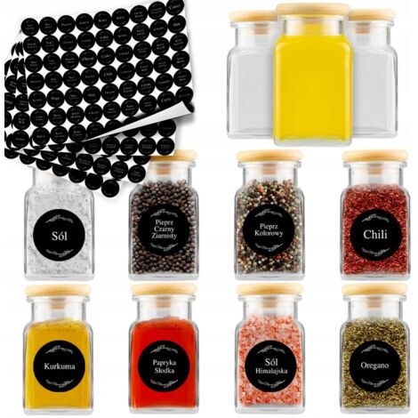 20 barattoli per spezie da 150 ml + 252 adesivi