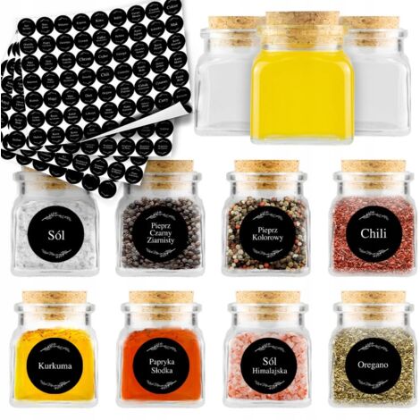20 barattoli per spezie, erbe aromatiche, candele, barattoli da 120 ml + 252 etichette adesive