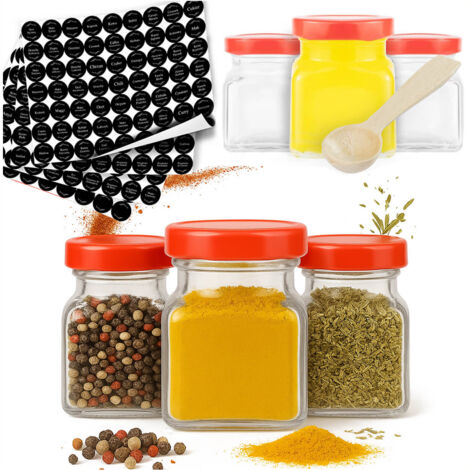 20 barattoli per spezie, tè, erbe aromatiche, caffè, miele 120 ml + 252 etichette adesive