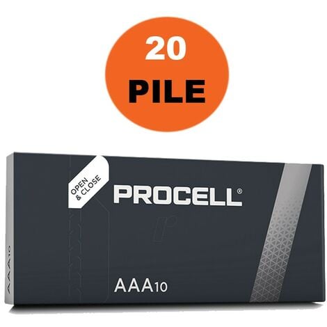 PROCELL BY DURACELL 20 Batterie Duracell MiniStilo Industrial Procell Pile Alcaline AAA