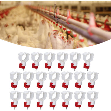 20 bebederos para gallinero, accesorios para aves de corral, grifo antifugas con inserto metálico, para pájaros, pavos y patos, 7 cm