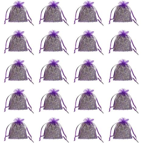 20 Beutel mit lila getrockneten französischen Lavendelbeuteln Basteltasche - Lavendelbeutel Wedding Toss, Home Fragrance Sachets Tiroirs Commodes