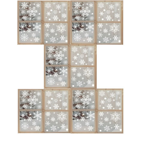 20 Bögen wiederverwendbarer Weihnachtsfensteraufkleber mit Schneeflocken in verschiedenen Größen und Formen, geeignet für selbstgemachte Weihnachtsdekorationen an Fenstern, Schaufenstern und Glasfassa