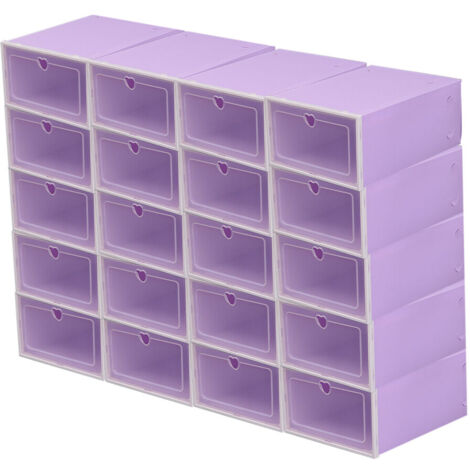 20 Boîtes à chaussures en plastique empilables Grande boîte à chaussures avec couvercle