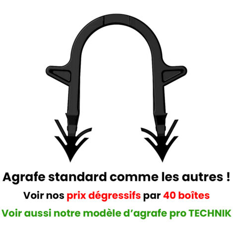 20 boîtes de 300 agrafes standard black - Hauteur 40 mm - Fixation Tube Ø 16 / 20 mm - Arcanaute
