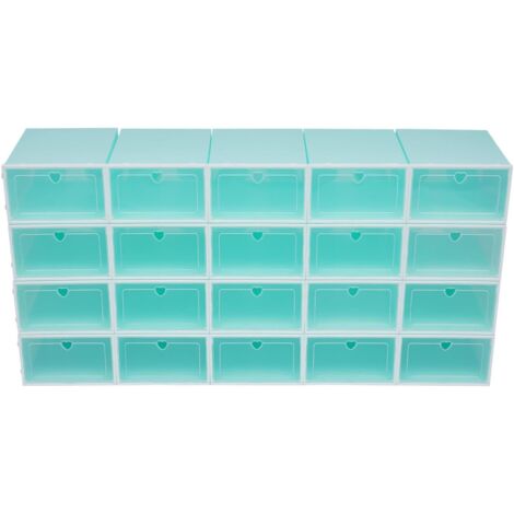 20 boîtes de rangement pour chaussures en plastique transparent, pliables, empilables, organiseurs de chaussures, boîtes de rangement pour chaussures pour la garde-robe, la chambre, le petit espace (v