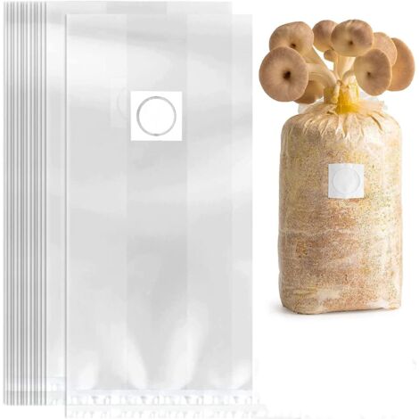 20 bolsas de cultivo de hongos con parches de filtro transpirables de 0,2 micrones, kit de bolsas de sustrato autoclave (32 x 50 cm de grosor 0,08 mm)
