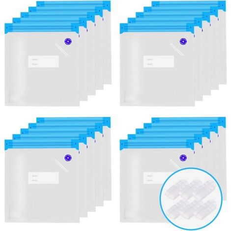 20 bolsas reutilizables de sellado al vacío para almacenar alimentos y congelar frutas, verduras, carne, pescado y pan, con clip de sellado, 30 x 34 cm.