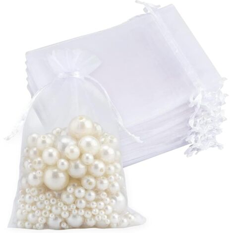 20 bolsitas de organza blancas, 18 x 13,2 cm, bolsitas de organza, bolsitas de regalo, bolsitas para joyas