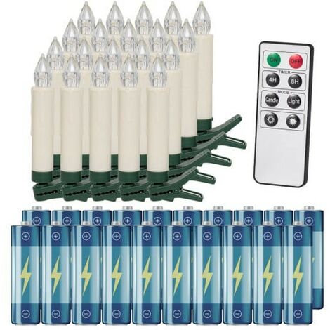 20 Bougies LED Multicolores pour Sapin de Noël : Télécommande et piles incluses