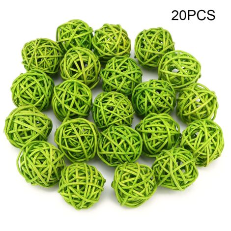 20 Boules en Rotin Vert pour Décoration de Noël, Mariage et Jardin