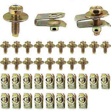20 boulons de carrosserie, écrous en U, clips, cache-moteur