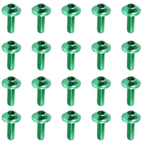 20 Boulons Hexagonaux M6 Vert Alliage Aluminium Pour Moto Pièces Fixation