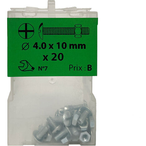 20 boulons poêlier 4 x 10mm zingué - Viswood