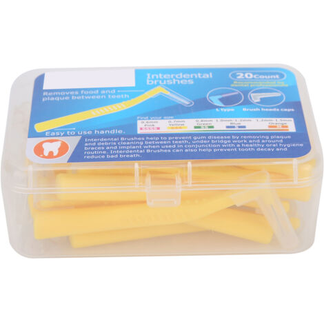 20 brossettes interdentaires orthodontiques en forme de L, cure-dents souples pour appareil dentaire et hygiène bucco-dentaire