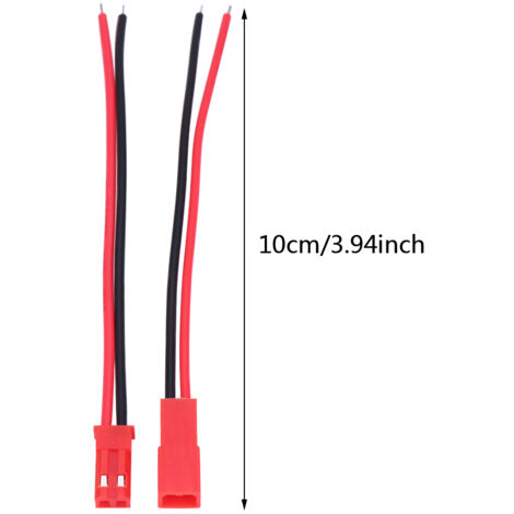 20 Câbles JST 2 Pins 24 AWG pour Connexions de Batteries RC Lipo et Circuits Électroniques