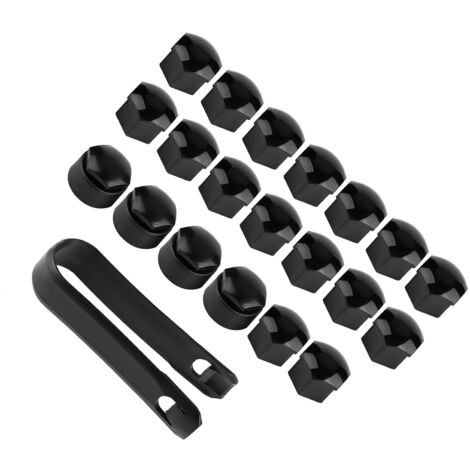 20 cache-écrous antivol noirs de 17 mm pour roue de secours