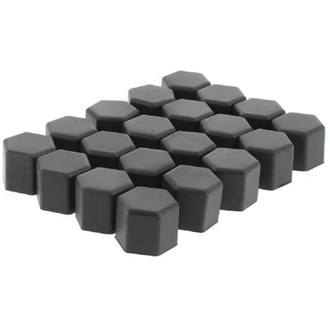 20 Cache ecrous de roue NC20B17 en silicone Noir 17mm