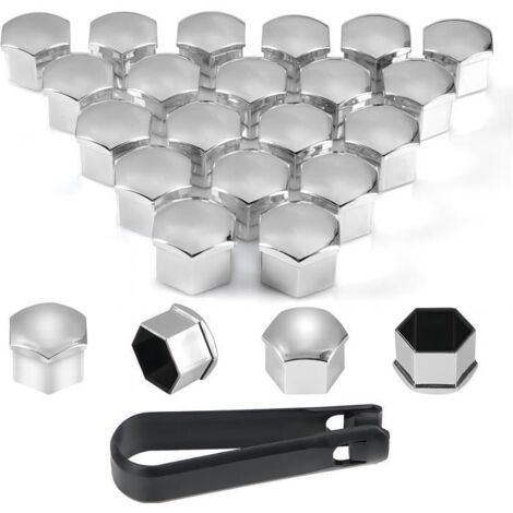 20 Caches Ecrous de Roue, Cache Ecrou Hexagonal avec Outil de Démontage, 19mm Cache Ecrous de Roue Universel