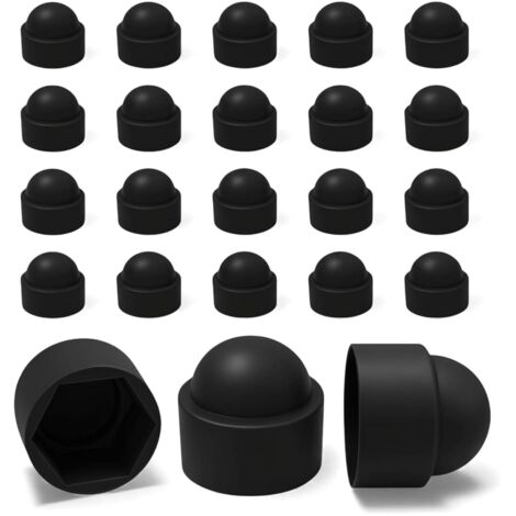 20 Caches Écrous M12 - Clé 19 mm – Protège Écrou Et Vis – Capuchons Plastique Noirs Résistants – Cache Vis Décoratif, Protection Anti-Rouille Et Finition Propre - Bricolage