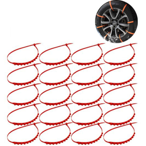 20 cadenas para ruedas, correas para nieve, cuerdas de remolque antideslizantes de plástico, precintos de seguridad, ideales para coches y SUV.