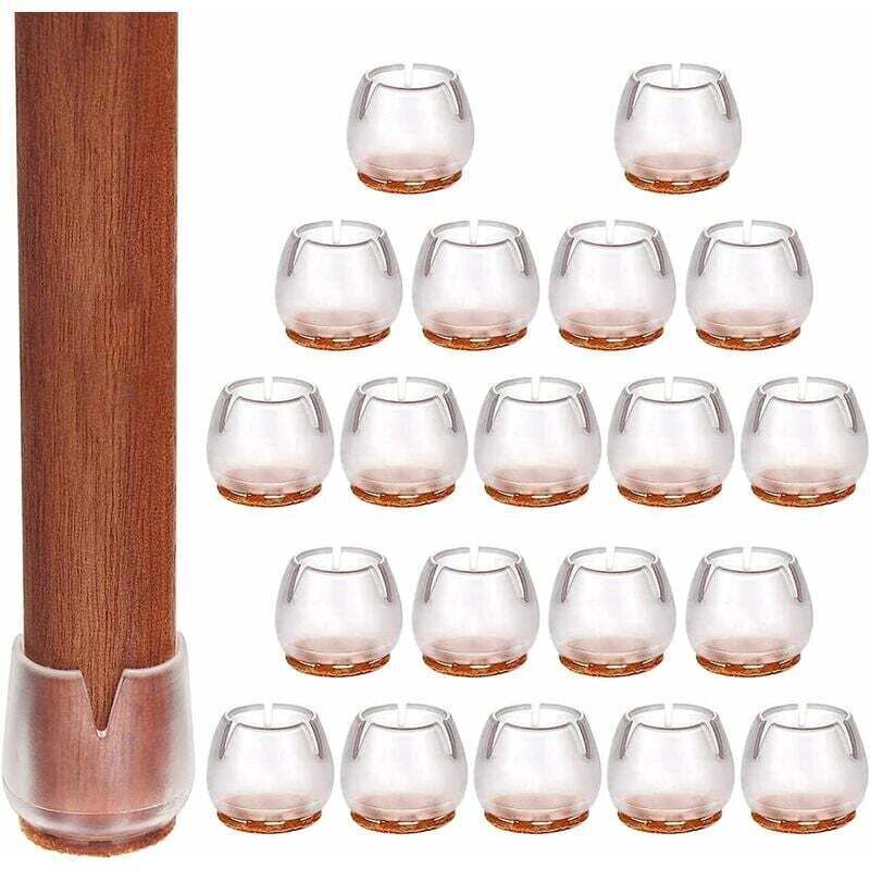 RHG 20 capuchons de jambe de chaise ronds, capuchons de jambe de chaise en silicone transparent avec coussinets en feutre-