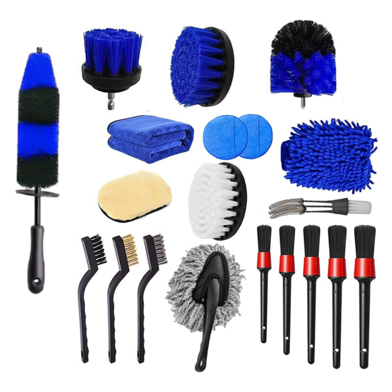 20 Car Cleaning Kit with Car Rim Brush, Drill Brush, Microfiber Glove, Car Microfiber Cloth, Metal Brush Car Interior Cleaning, Polishing Pad,