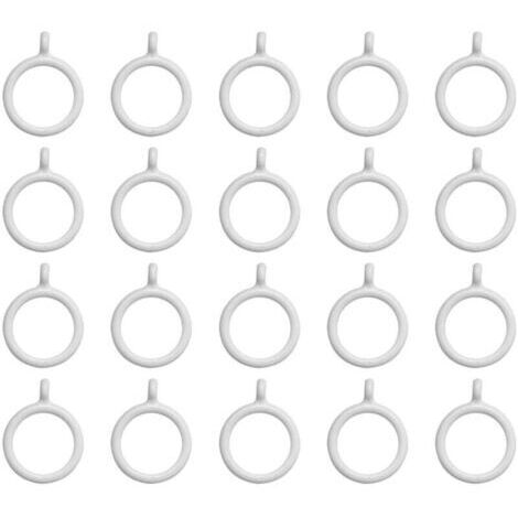 20 cerchi bianchi per tende in plastica con diametro di 25 mm per interni