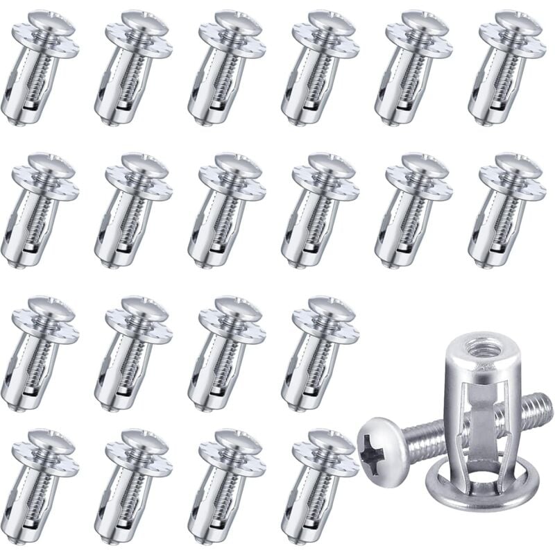 20 Chevilles Creuses en Métal M4x20 mm Vis à Ecrou Pétale Cheville a Expansion Antirouille et Durables
