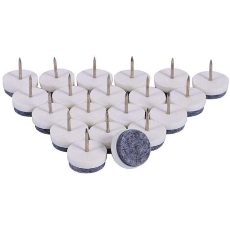 20 clavos para muebles, 24 mm, deslizadores de fieltro para clavar, protectores de suelo para muebles de madera, sillas, taburetes y patas de mesa (blanco)