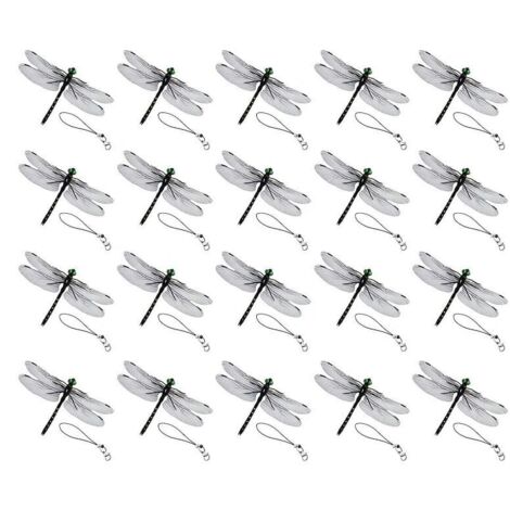 20 clips artificiales para sombreros con forma de libélula, repelentes de insectos, llaveros realistas