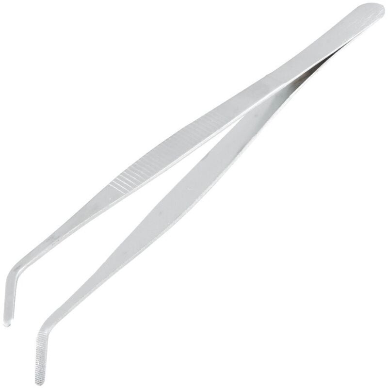 Image of Tlily - 20 cm abgewinkelte, schräge Spitze, gebogene Pinzette aus Metall, silberfarben