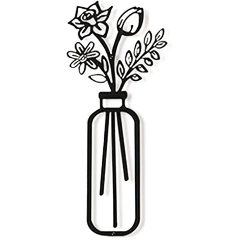 20 cm Art mural métal noir élégant, décoration murale pour jardin extérieur maison