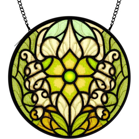 20 cm Attrape-soleil décoratif vitrail fleurs, panneau suspendu pour fenêtre, cadeau anniversaire femme homme