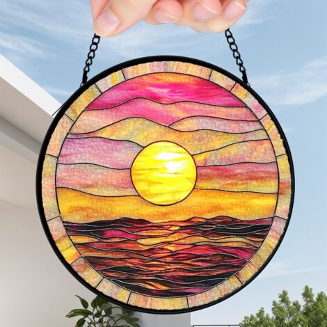 20 cm Attrape-soleil vitrail oiseau et fleurs, décoration suspendue maison jardin, cadeau Noël maman