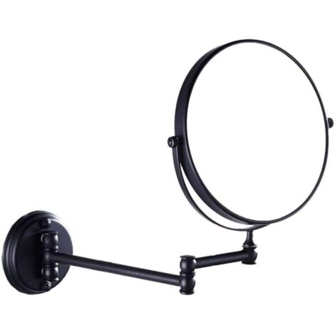 20 cm großer, klappbarer Retro-Schminkspiegel zur Wandmontage für Badezimmer, teleskopierbarer Falt-Schönheitsspiegel (Antikschwarzes Messing)