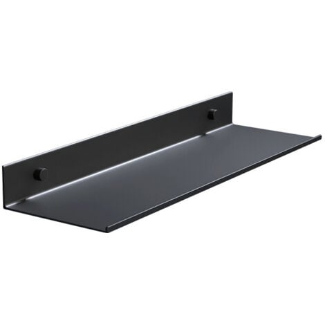 CSPARKV (20 cm, schwarz) Badezimmerregal ohne Bohren, schwarzes Wandregal, Duschregal aus Metall 20 cm, schwebende Regaldekoration für Wohnzimmer, Badezimmer, Küche, Büro