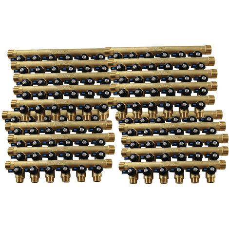 20 Collecteurs mini-vanne mâle 3/4" (20/27) - femelle 1/2" (15/21) - 6 piquages mâle 1/2" (15/21) - Arcanaute