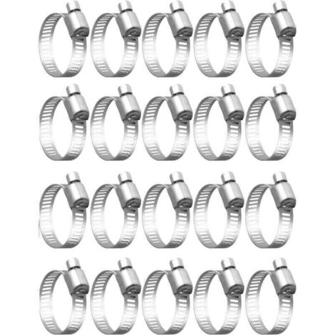 20 colliers de serrage réglables pour tuyaux de 32 à 50 mm, en acier inoxydable 304 pour conduites de gaz, d'eau et de câbles