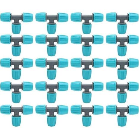 20 conectores en T dentados, XU, 16 mm, conectores de manguera de riego por goteo, adaptadores de 3 vías para riego de plantas de jardín. KZQ - KZQ