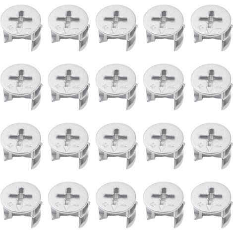 20 conectores para muebles con tuercas de leva y tuercas excéntricas, aptos para paneles con un espesor de 10/16/18 mm.