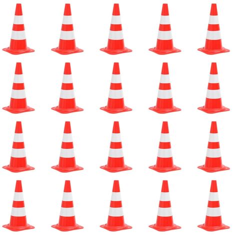20 Cônes de signalisation 50 cm de hauteur réfléchissants Rouge et blanc