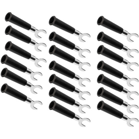 20 Connecteurs Électriques U/Y 6mm Isolés, Embouts de Câble à Fourche pour Matériel Industriel et Électronique, Lot de 20 Pièces Noir