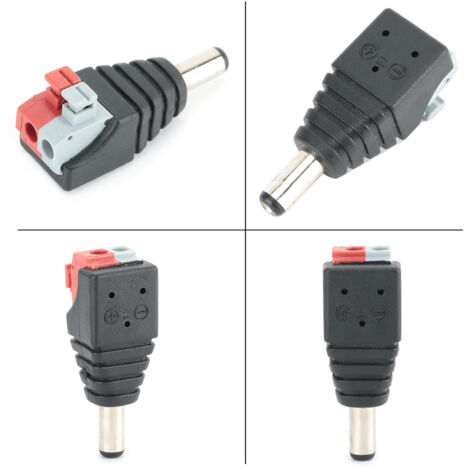 20 Connecteurs Mâle DC 5.5x2.1mm avec Câbles pour Rubans LED, Adaptateurs d'Alimentation
