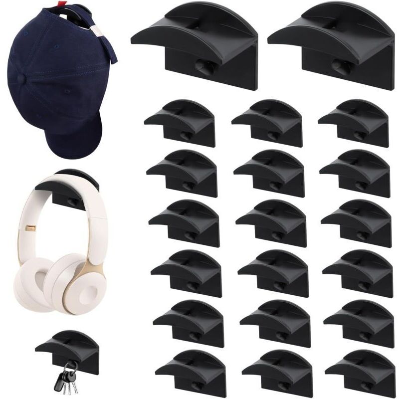 20 Crochet à Chapeau,Porte-chapeaux pour casquettes de Baseball Crochets à Chapeaux Supports Muraux pas de Perçage, Porte-casquettes Organisateur de