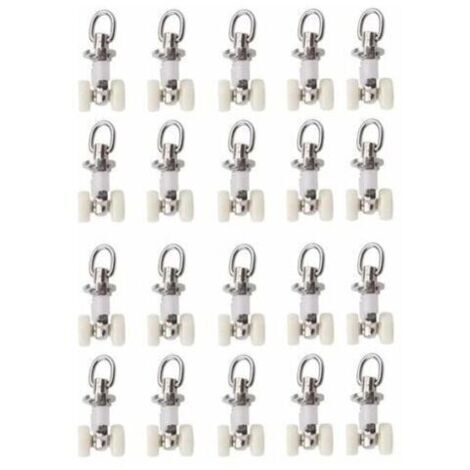 20 curtain track glider rollers, plastic double rollers, aluminum alloy, small