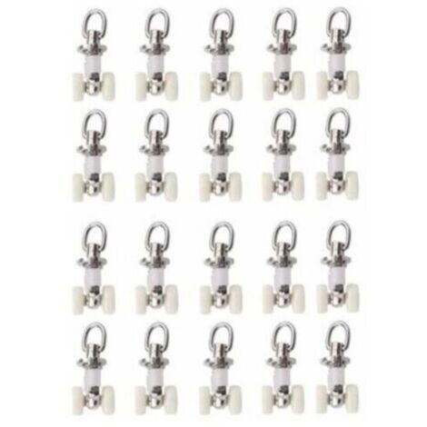 20 curtain track glider rollers, plastic double rollers, aluminum alloy, small
