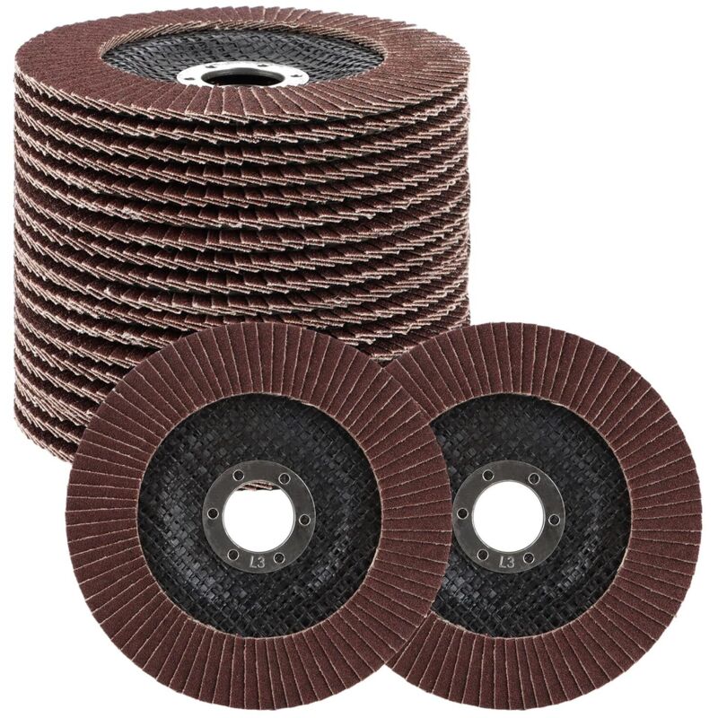 20 discos de láminas de 125 mm, grano 60, discos abrasivos de acero para desbarbar, pulir, eliminar óxido y dar acabado.