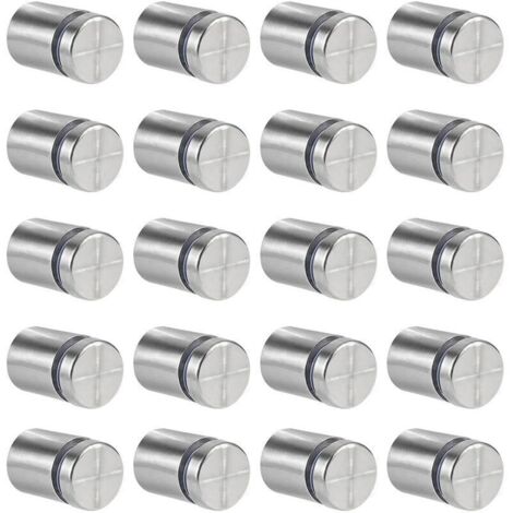 20 distanziatori in vetro, viti distanziatrici da 19 x 25 mm, fissaggio a parete in acciaio inossidabile per chiodi pubblicitari, per insegne e display (argento)